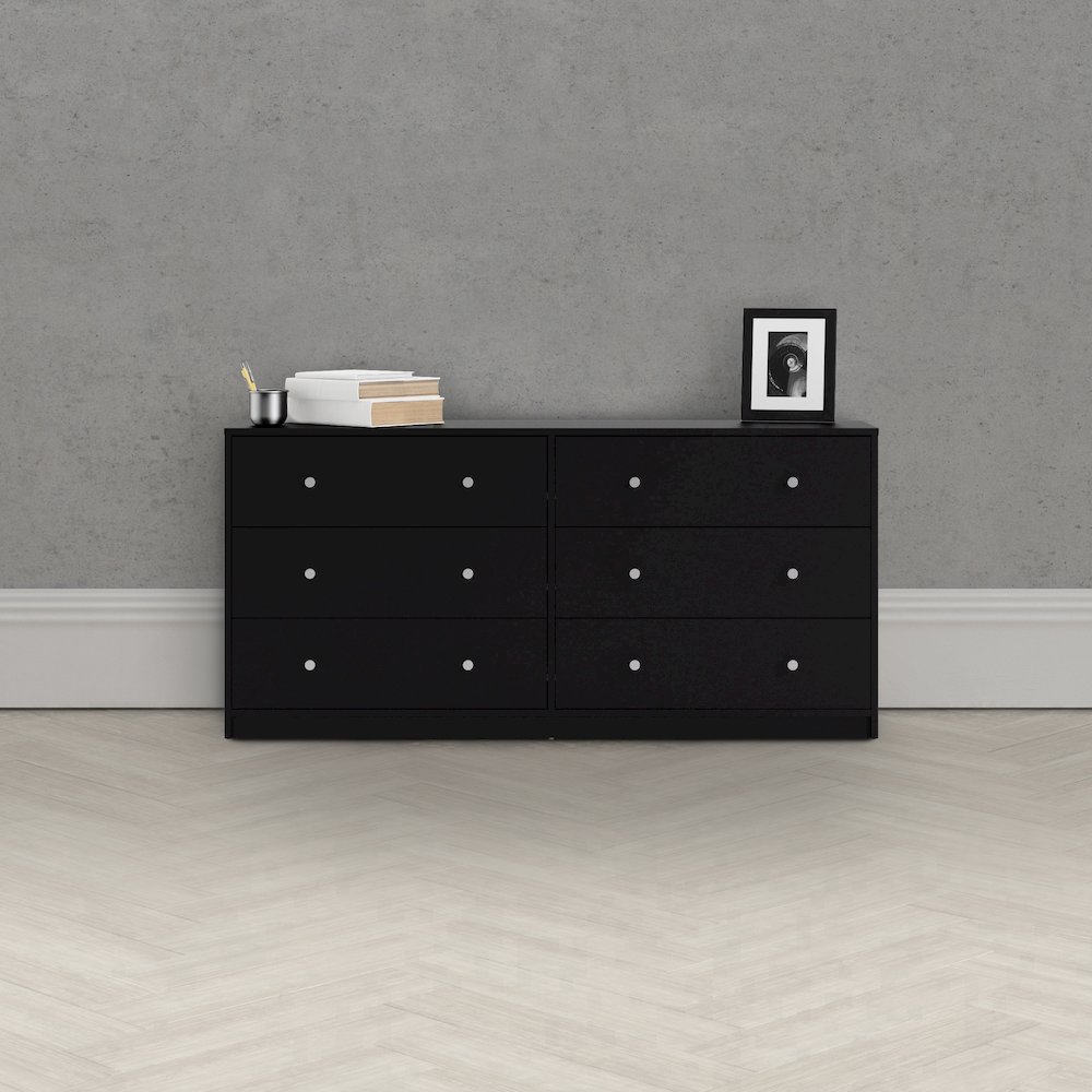 Portland 6 Drawer Double Dresser, Black. Picture 13
