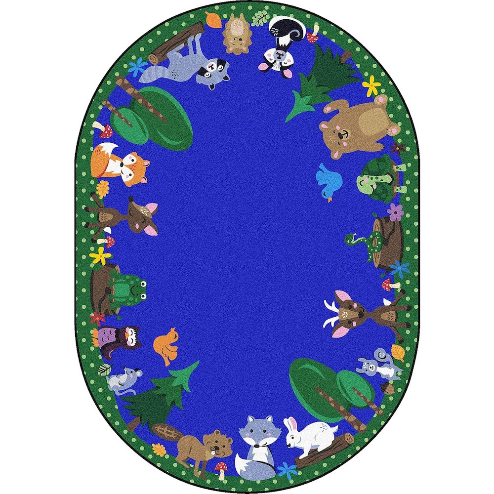 Kid Essentials Animals Among Us 5'4" x 7'8" Oval Area Rug in Color Multi. Picture 1