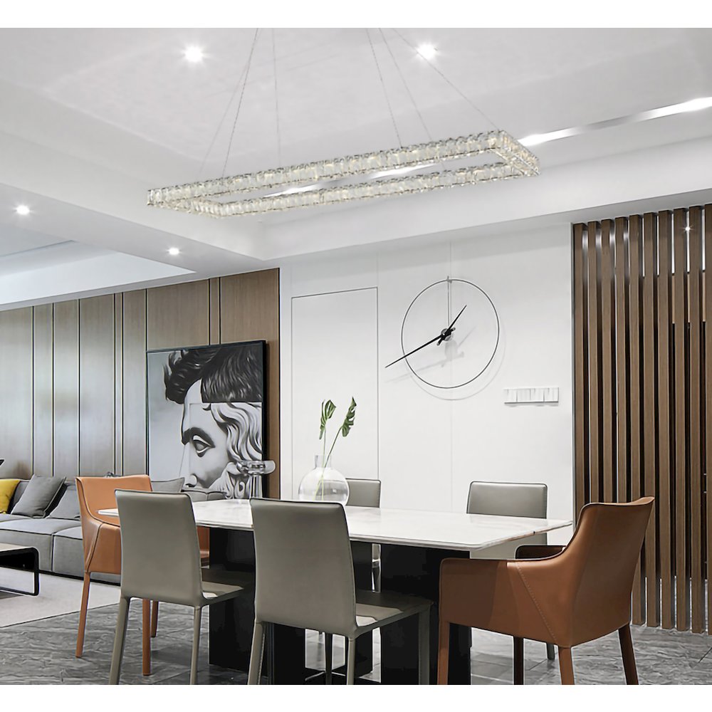 4-Light Chrome Dimmable LED chandelier With Clear Crystal Accents. Picture 3
