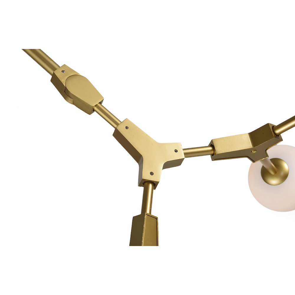 4-Light Gold Chandelier With White Glass Shades. Picture 5