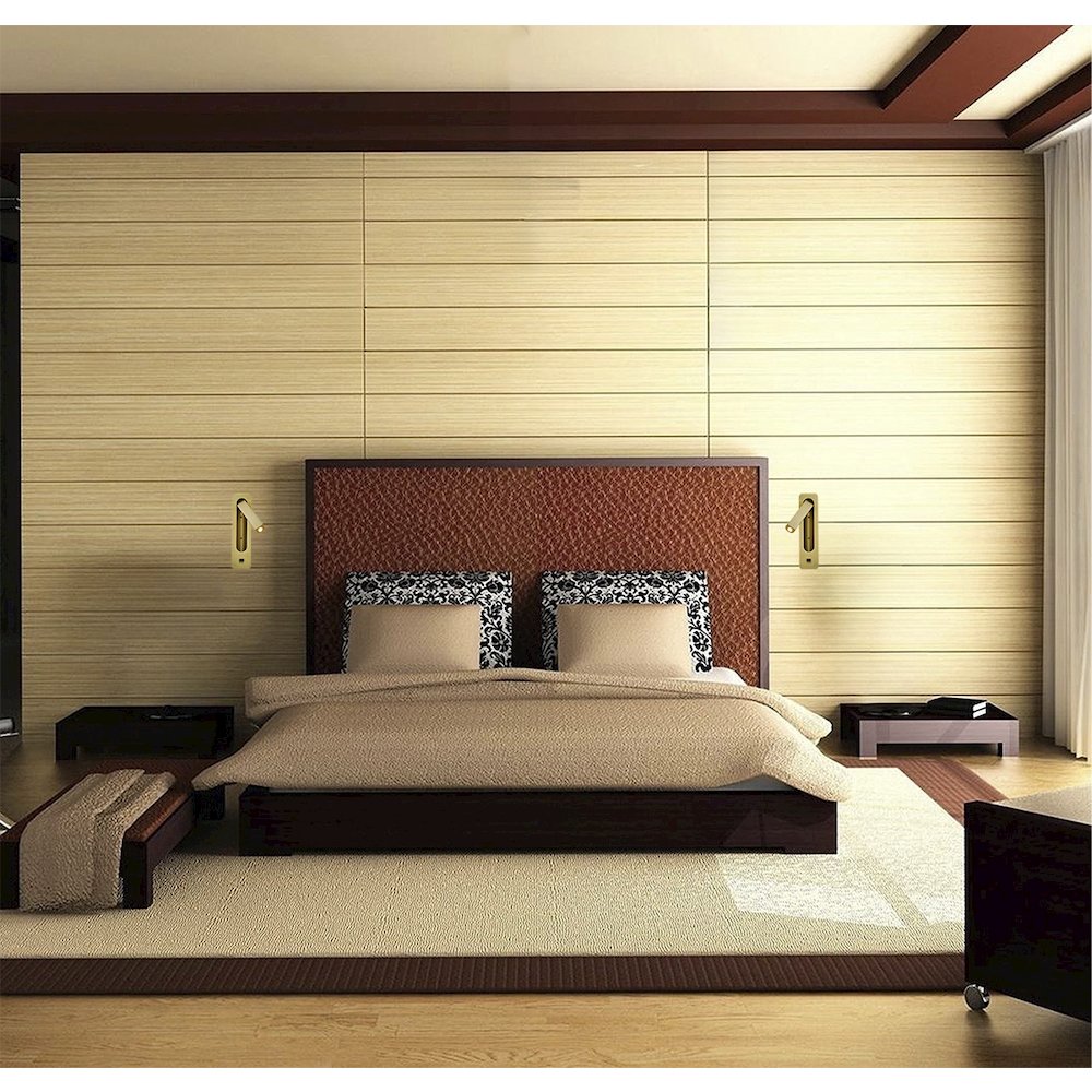 1-Light Satin Brass Metal LED Wall Sconce, One USB Port And A Clear Frosted Len. Picture 7
