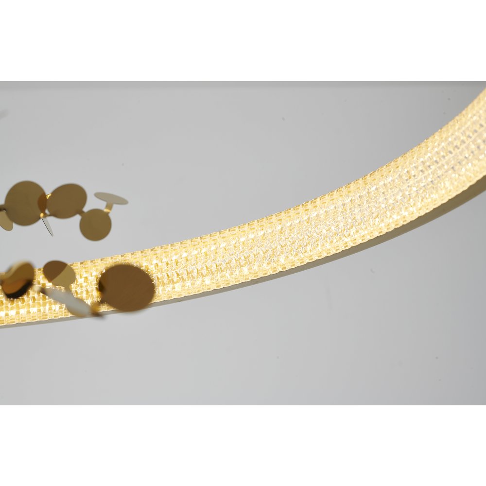 1-Light Gold Stainless Steel LED Chandelier With Gold Aluminum Confetti Interior. Picture 5