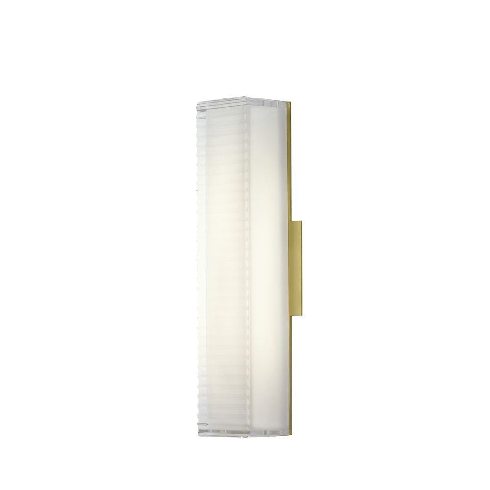 1-Light Matte Brass LED Wall Sconce With A Clear Frosted Glass Shade. Picture 1