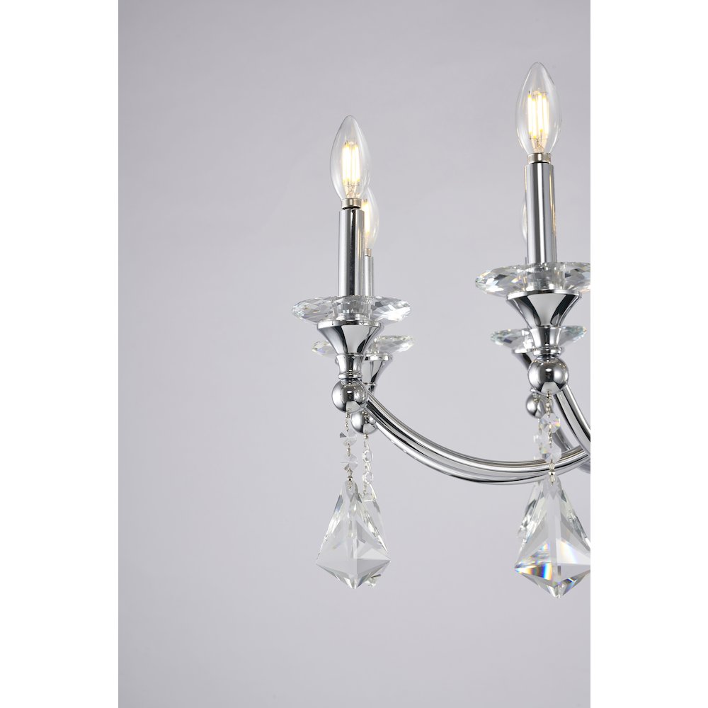 8-Light Chrome Chandelier With Clear And Champagne Crystals. Picture 5