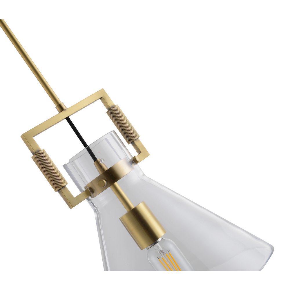 1-Light Brass Single Pendant With A Clear Glass Shade. Picture 4