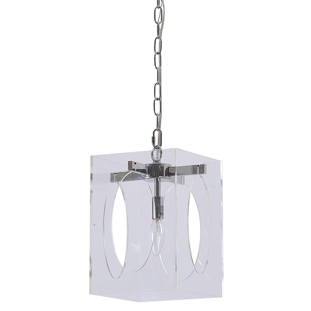 Single Pendant Lighting Chrome Metal & Acrylic. Picture 2