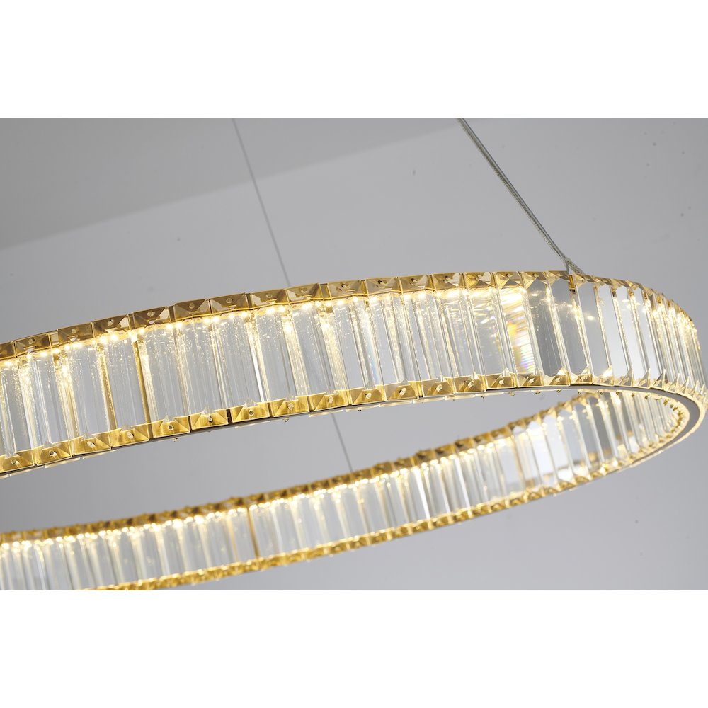 1-Light Gold Steel LED Chandelier With Crystals. Picture 3
