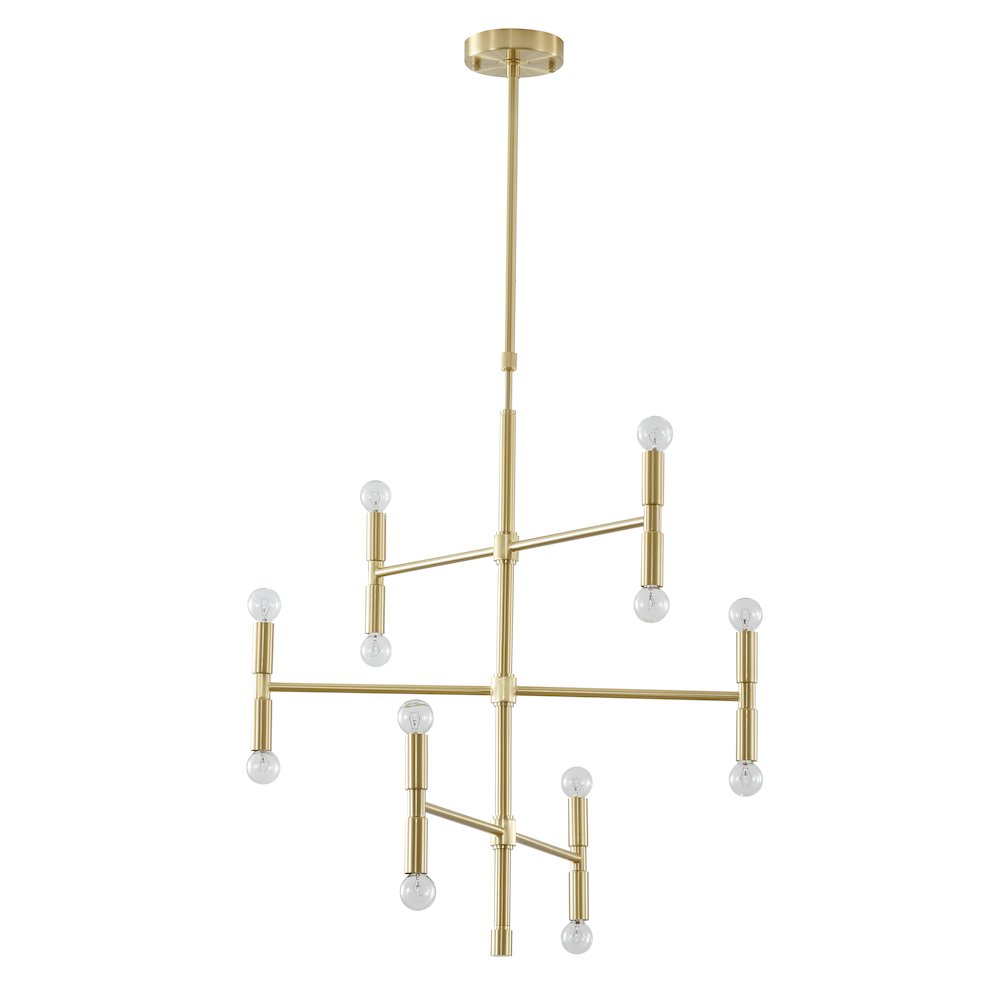 6-Light 3-Tier Chandelier In a Satin Gold Finish. Picture 5