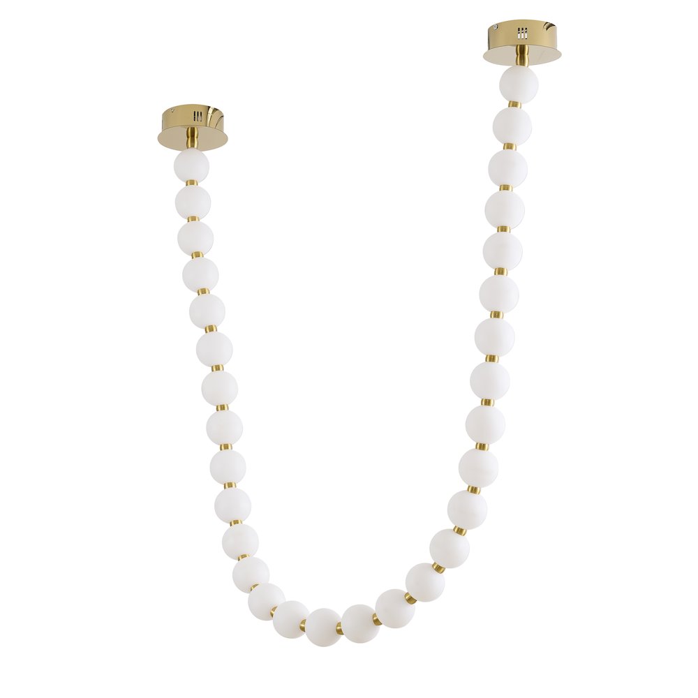30-Light Brass LED Chandelier With White Acrylic Ball Shades. Picture 2