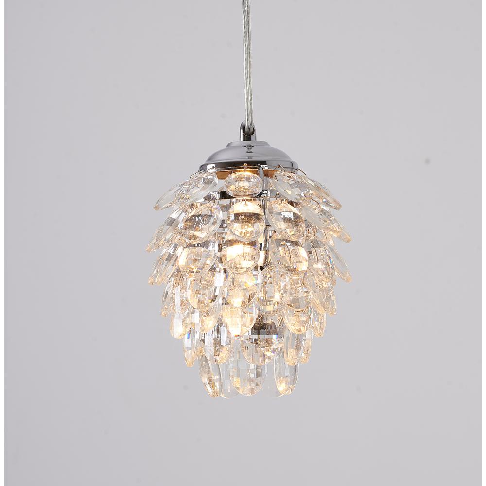 Single Pendant Lighting Chrome Iron & Crystal. Picture 3