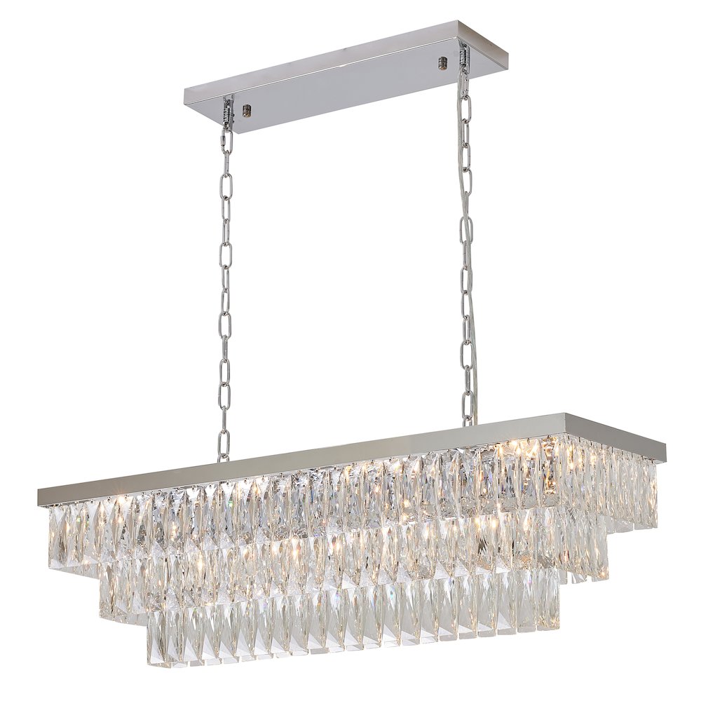 12-Light Chrome Metal Chandelier With Clear Crystal. Picture 2