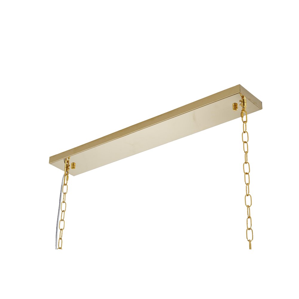 14-Light black and gold chandelier, clear hanging crystal in a rectangular shape. Picture 4