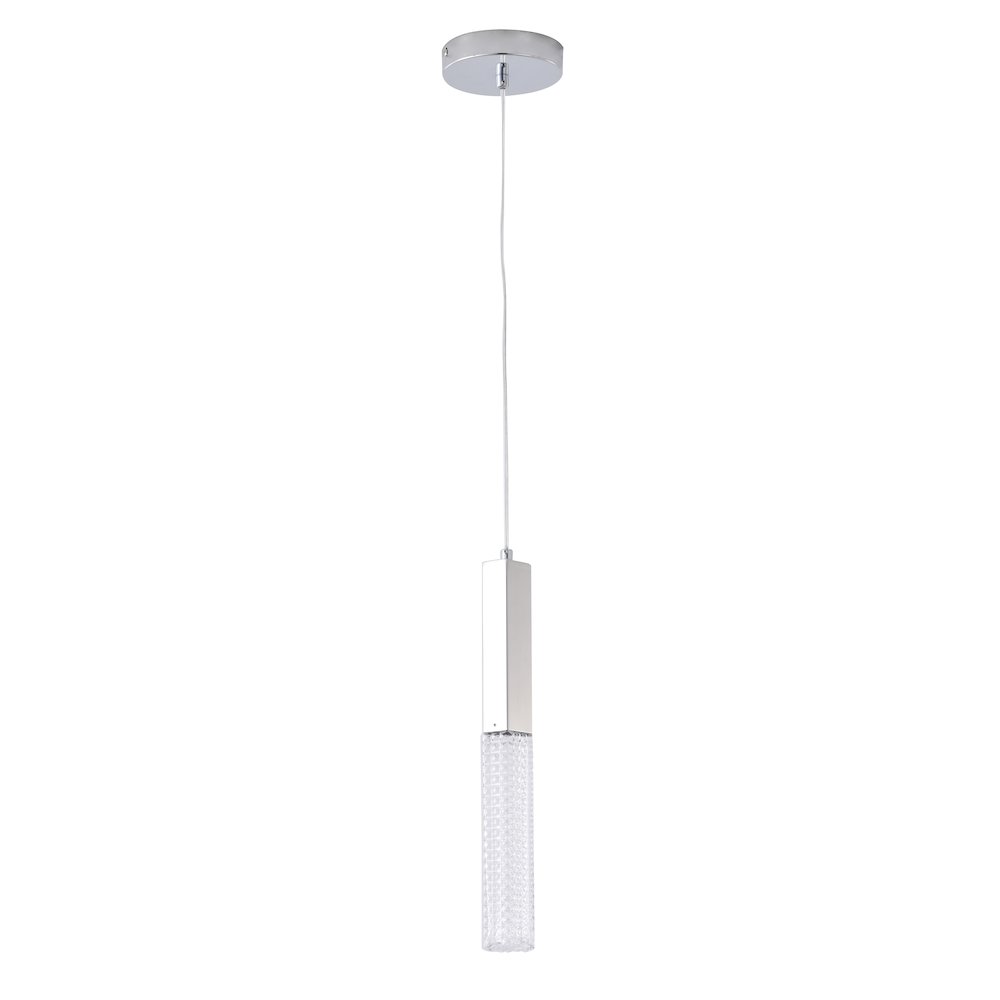 1-Light Chrome LED Single Pendant With A Clear Glass Shade. Picture 2