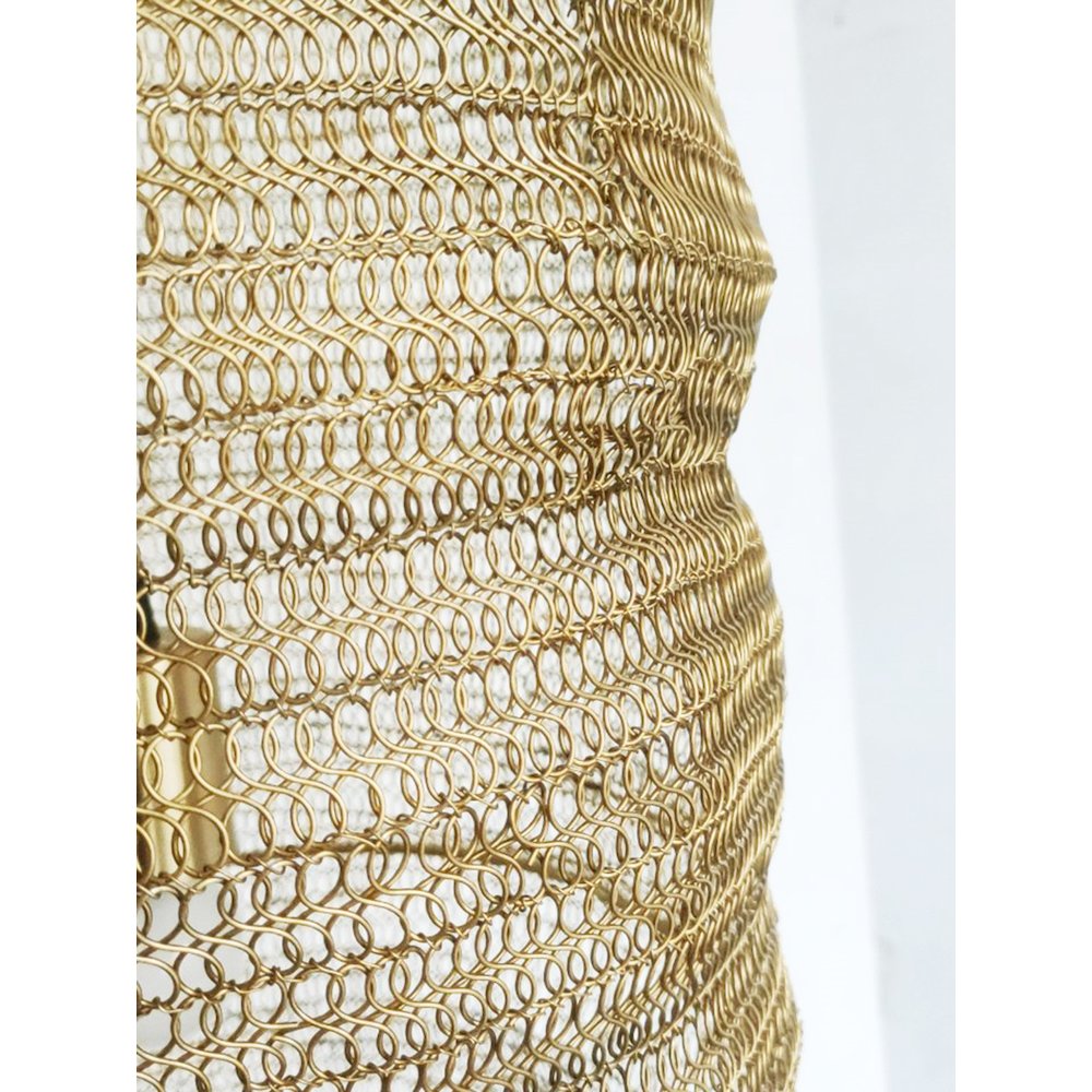 1-Light Gold Pendant With A Chain Basket Shade. Picture 4