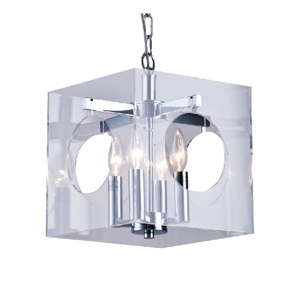 4-Light Chrome Chandelier With A Clear Acrylic Shade. Picture 2