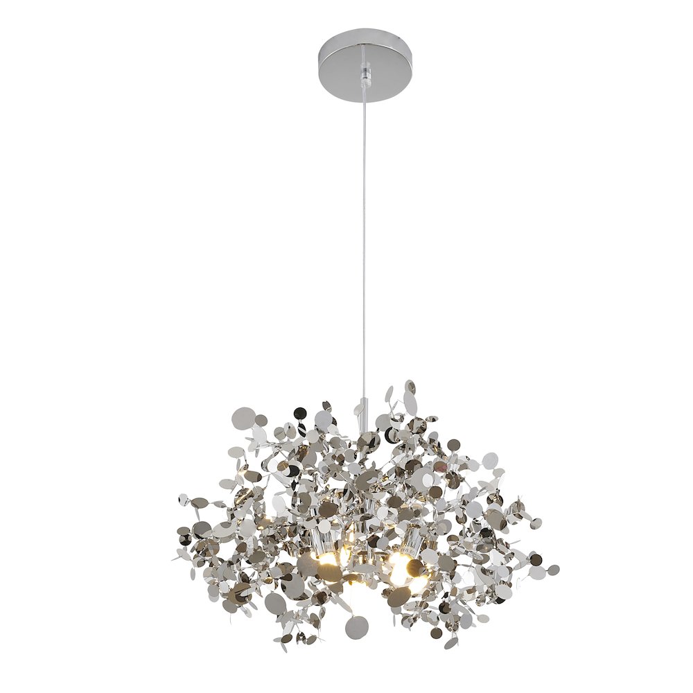3-Light Chrome Stainless Steel Sparkle Confetti Pendant. Picture 1