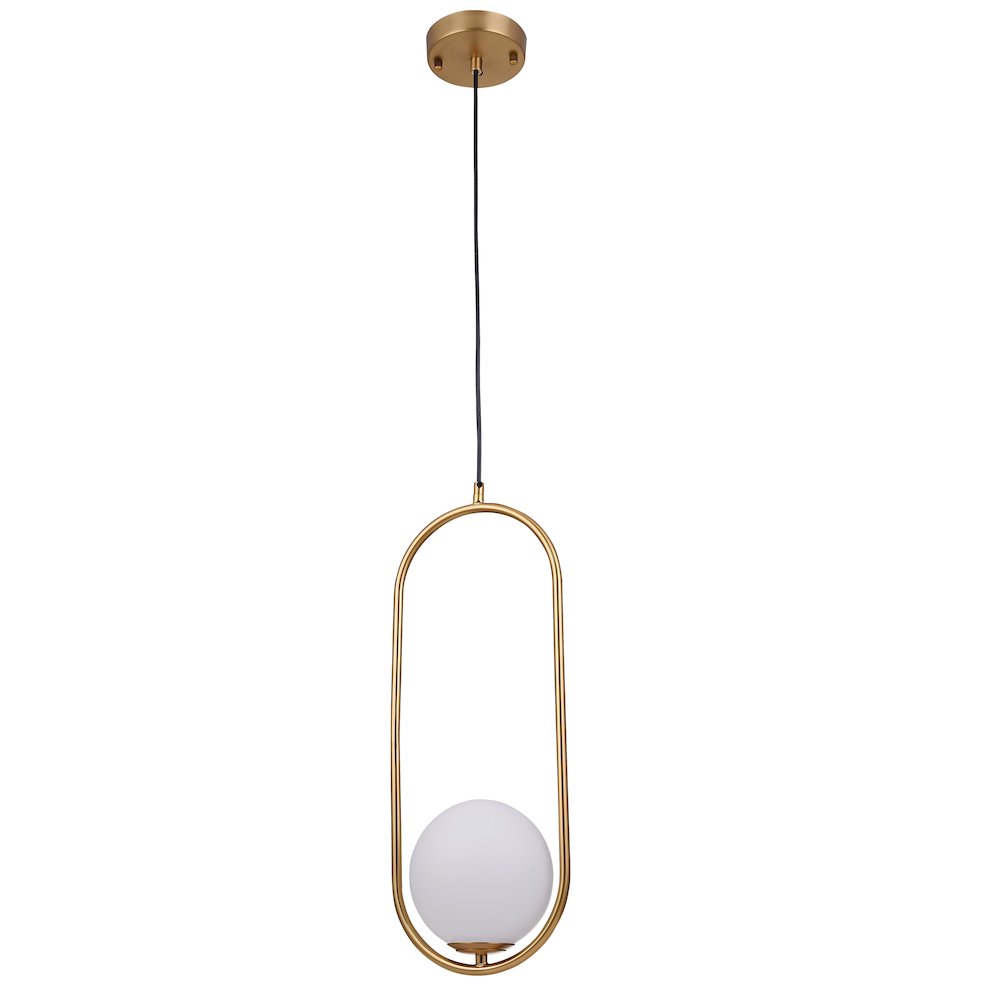 1-Light Gold Pendant With A Milk White Glass Shade. Picture 2