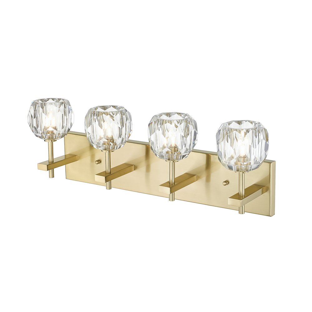 4-Light Gold Wall Sconce With Clear Crystal Shades. Picture 3