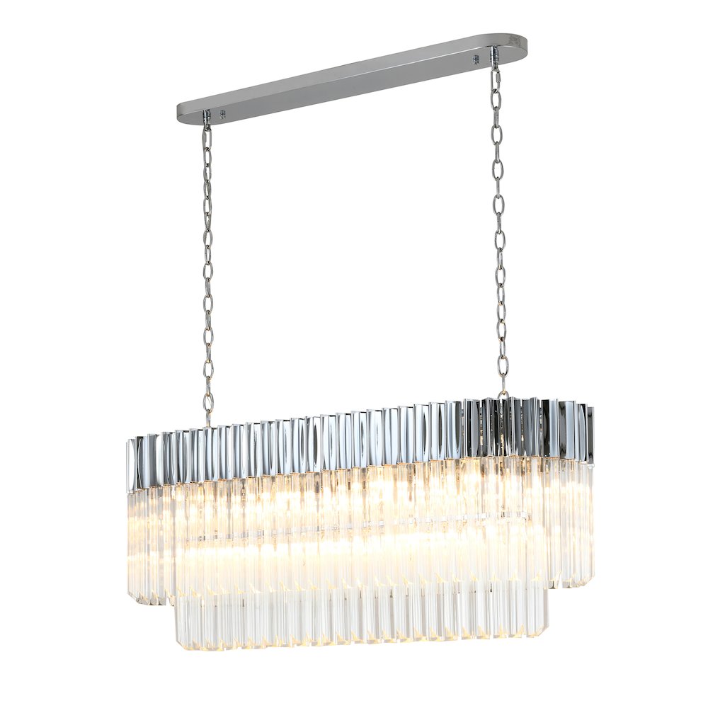 12-Light Chrome Chandelier With Clear Crystals. Picture 1