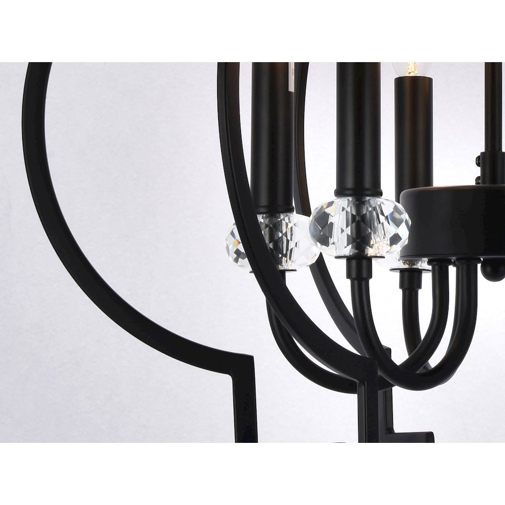 6-Light Black Cage Chandelier With Clear Crystal Bobeches. Picture 3