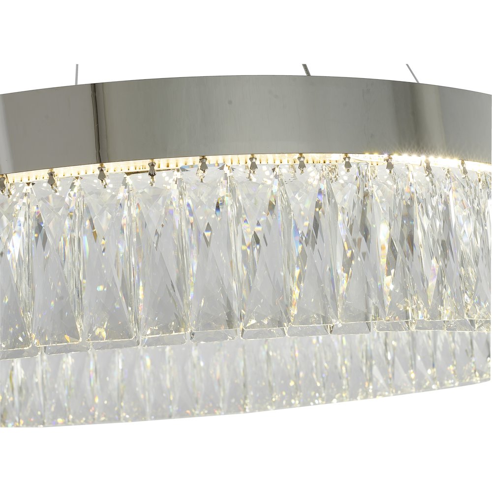 1-Light Chrome LED Chandelier With Clear Crystal Accents. Picture 5