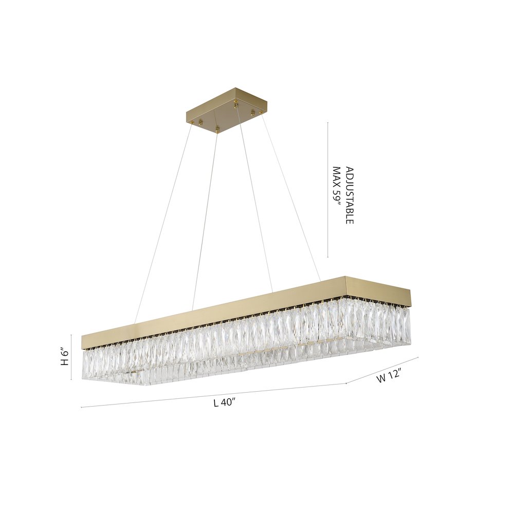 4-Light Gold LED Chandelier With Clear Crystal Accents. Picture 5