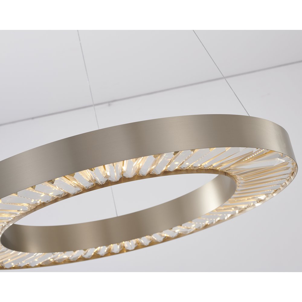 1-Light Gold Stainless Steel LED Chandelier With Clear Crystals. Picture 2