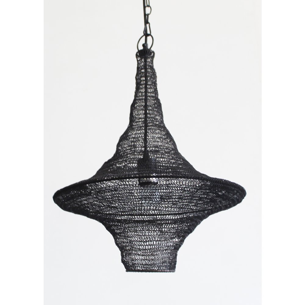 1-Light Satin Black Pendant With A Chain Basket Shade. Picture 3