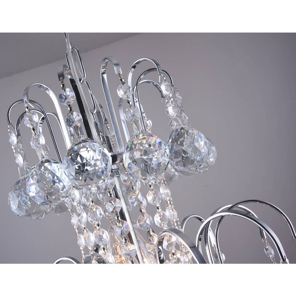 10-Light Chrome Chandelier With Clear Crystals. Picture 5