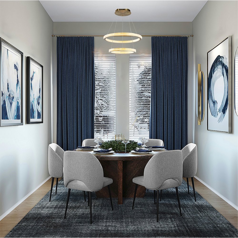 2-Light Sand Gold LED Chandelier With Acrylic Diffusers. Picture 3