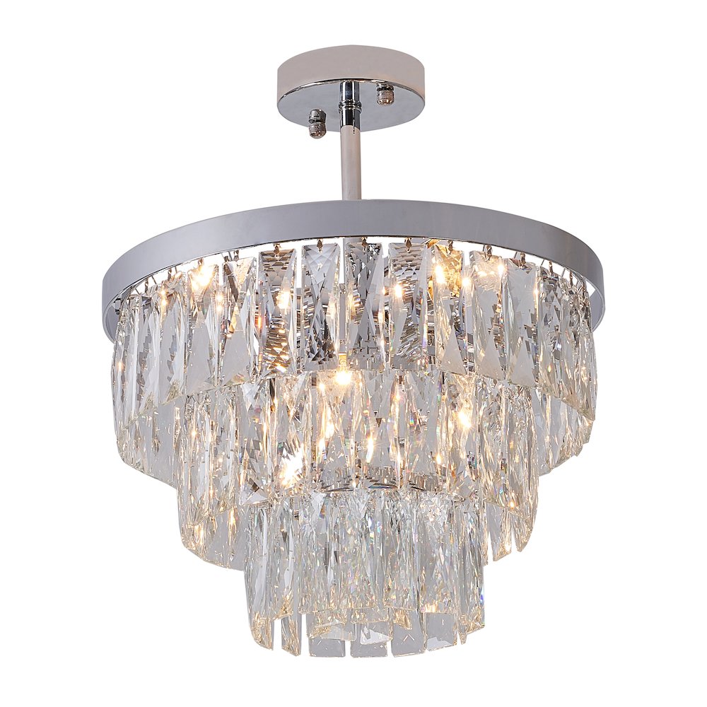 6-Light Chrome Metal Chandelier With Clear Crystal. Picture 4