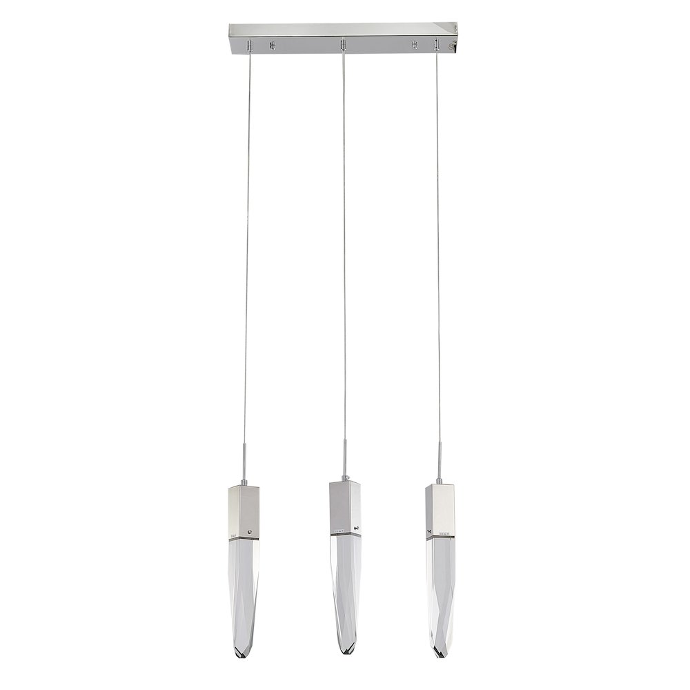 3-Light Chrome Island Lighting With A Clear iceberg  Crystal. Picture 2