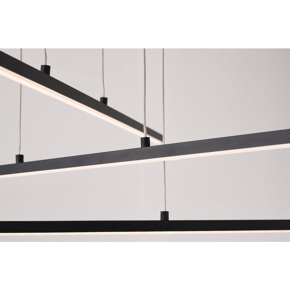 2-Light Matte Black Metal LED Chandelier With Selectable LED Color Temperature. Picture 3