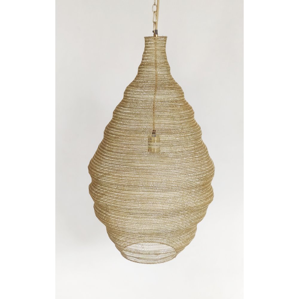 1-Light Gold Pendant With A Chain Basket Shade. Picture 3