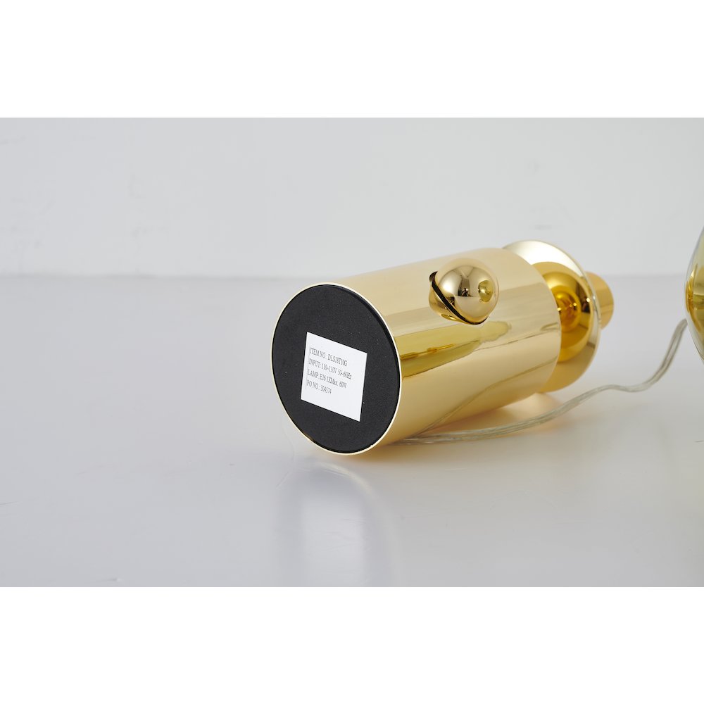 1-Light Gold Metal Table Lamp With A Gold Acrylic Distorted ORB Shade. Picture 5