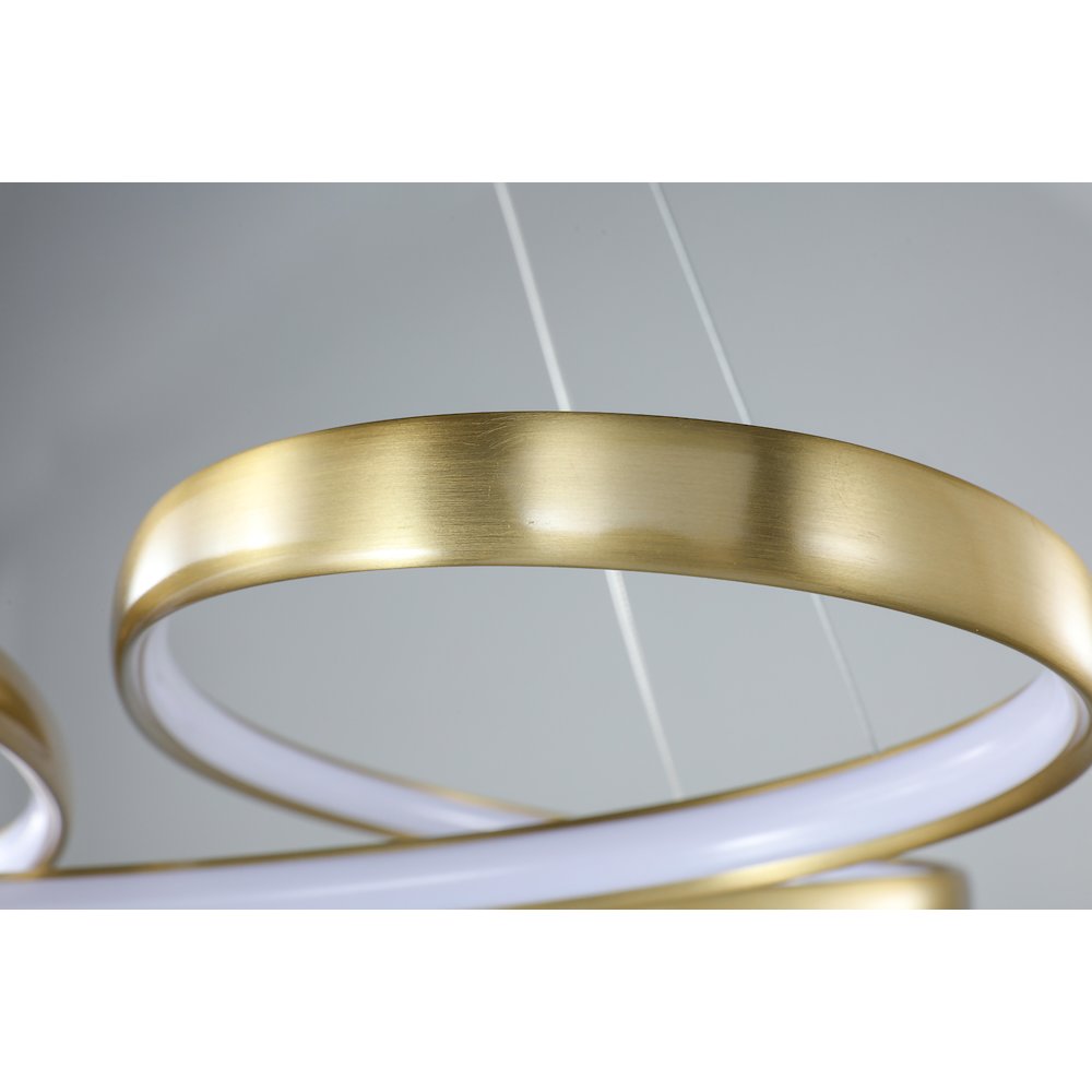 3-Light Dimmable Gold LED Chandelier With White Acrylic Diffusers. Picture 3