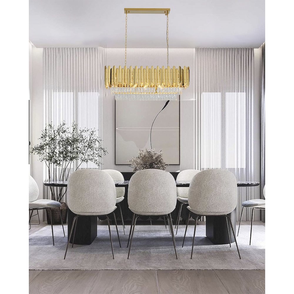 12-Light Gold Stainless Steel Chandelier With Clear Crystal Accents. Picture 10
