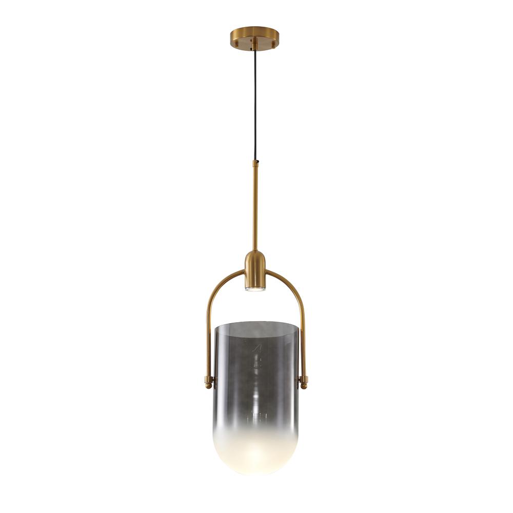 Single Pendant Lighting Gold Metal & Glass. Picture 1