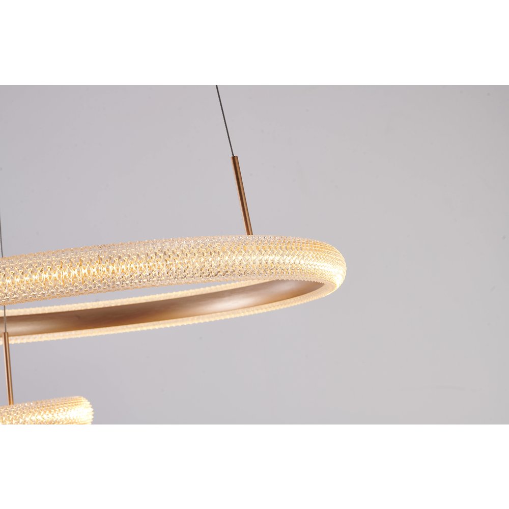 2-Light Gold Dimmable LED Chandelier With Clear Acrylic Diffusers. Picture 3