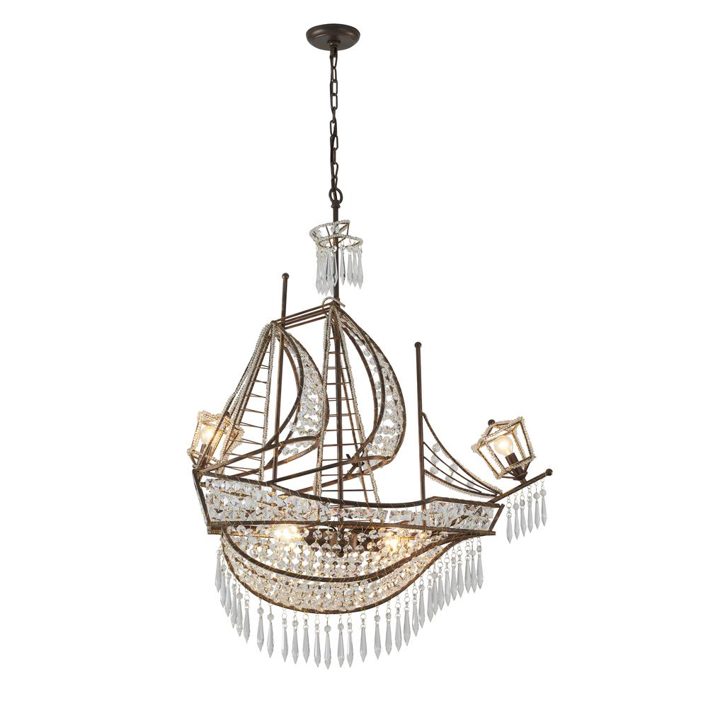 Chandelier Golden Bronze Metal & Crystal. Picture 1