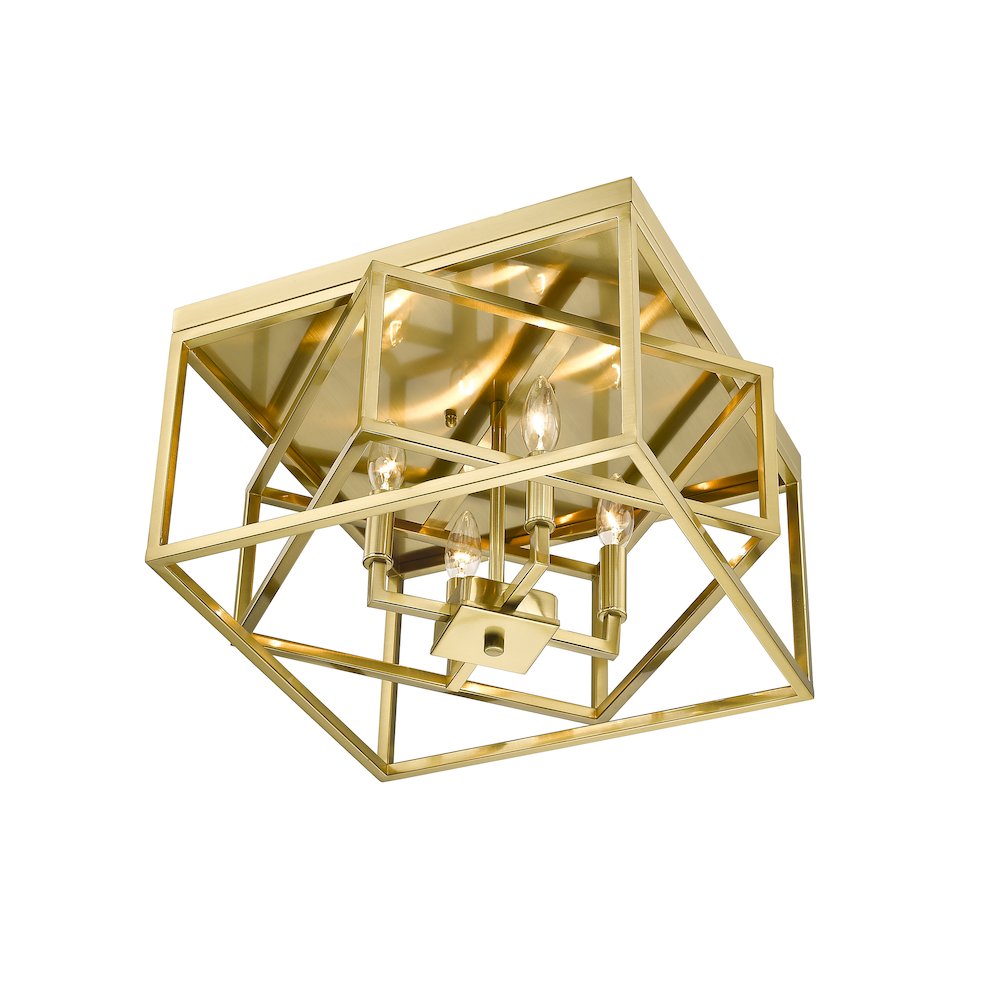 4-Light Gold Interlocked Box Flush Mount. Picture 1