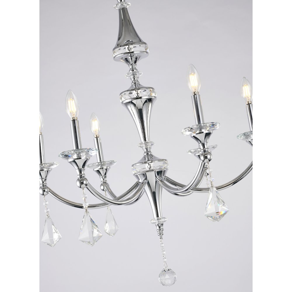 6-Light Chrome Chandelier With Clear And Champagne Crystals. Picture 3