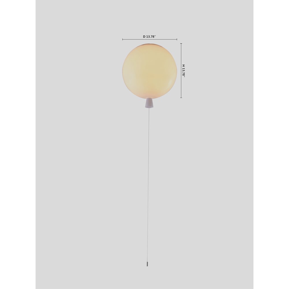 1-Light white acrylic semi flush mount in a balloon shape. Picture 6