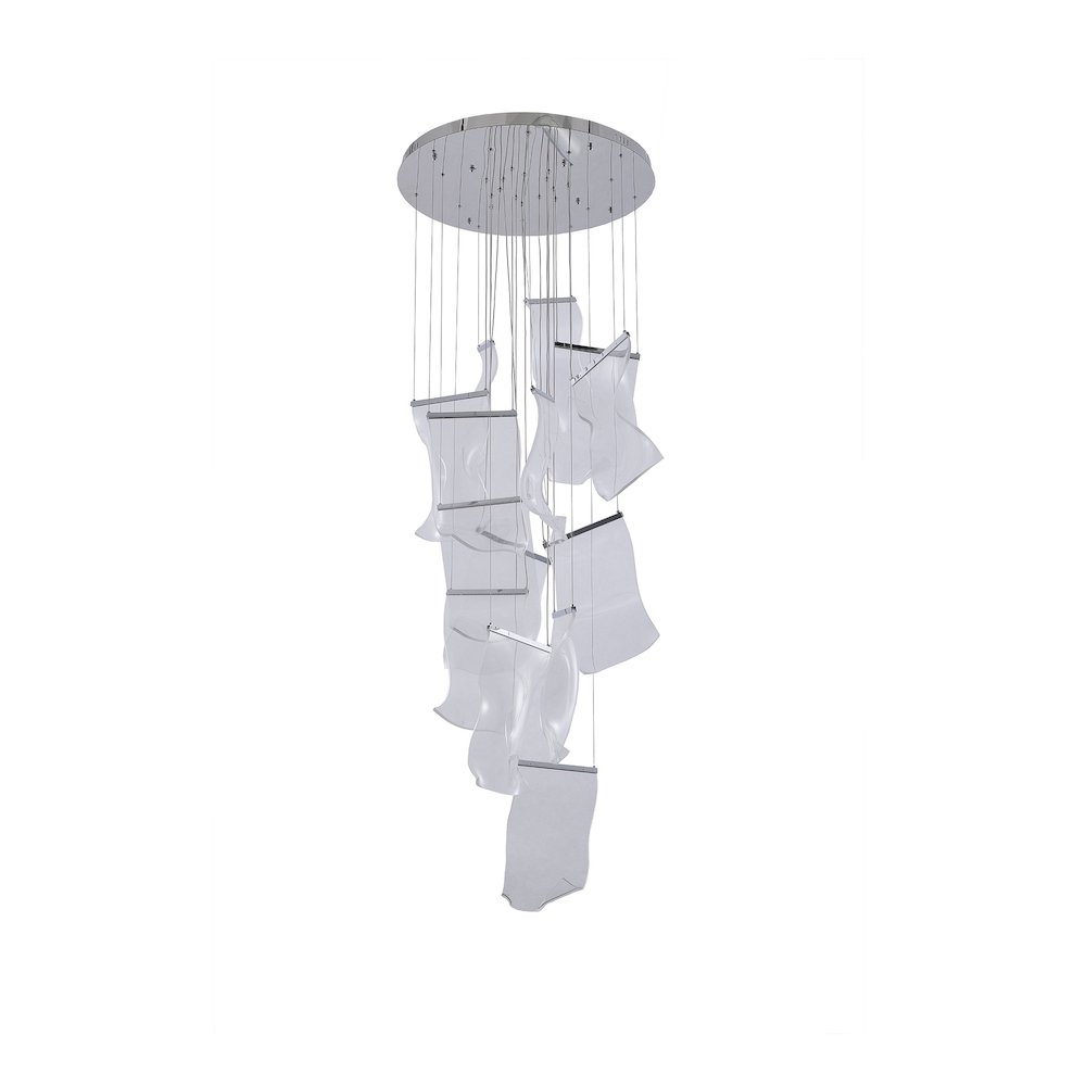 8-Light Chrome Chandelier With Acrylic Crumbled Sheet Pendants. Picture 2