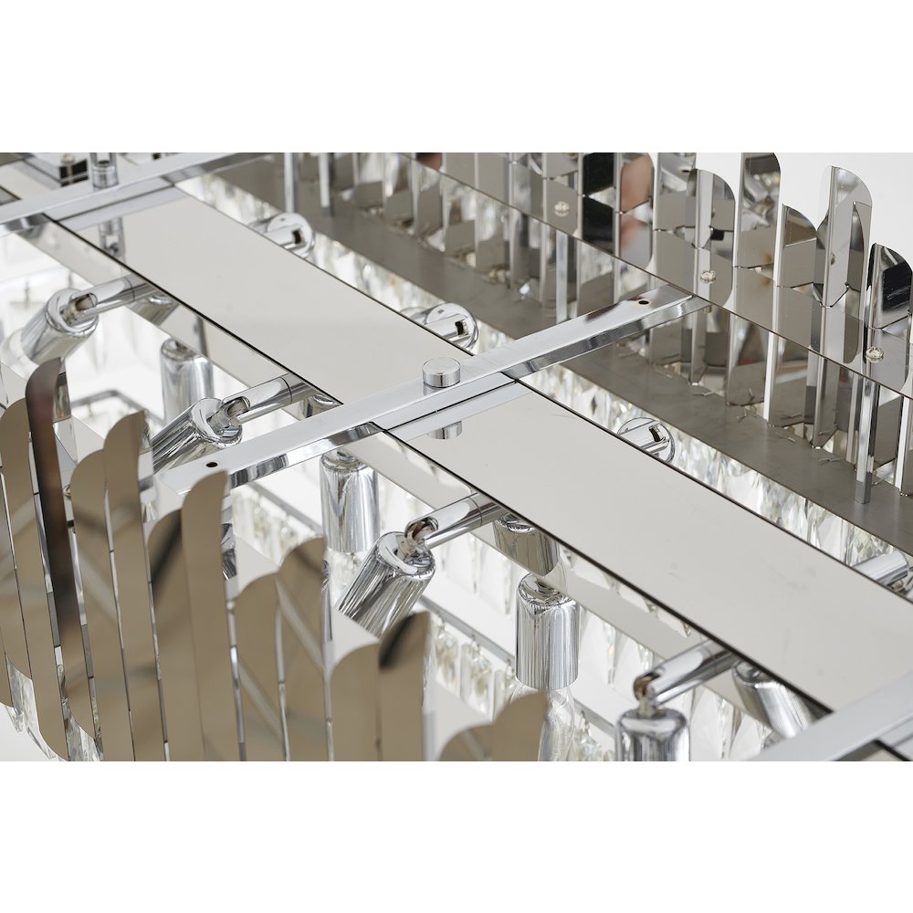 14-Light Chrome Stainless Steel Chandelier With Clear Crystal Accents. Picture 8