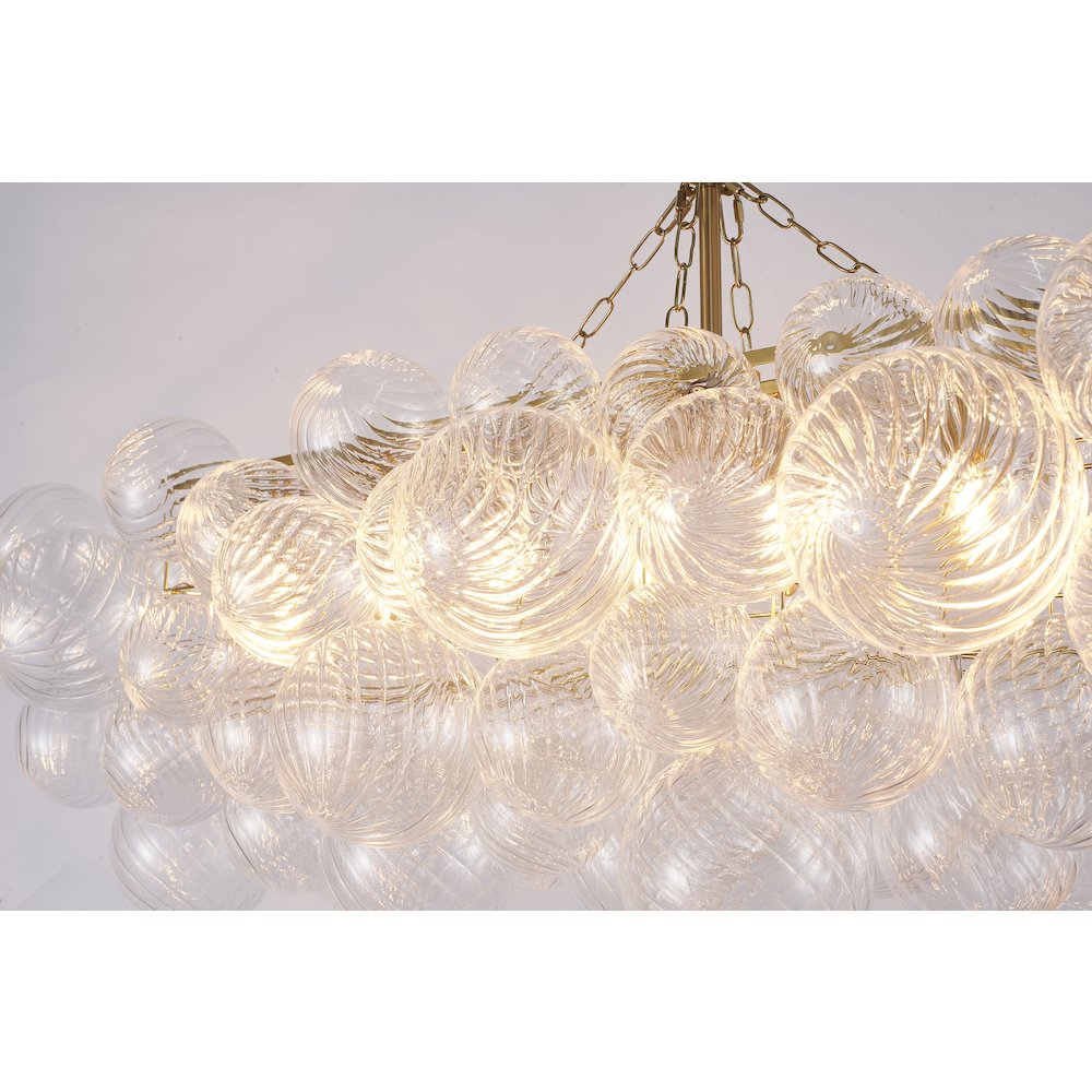 12-Light Brass Chandelier With Clear Swirl Glass Shades. Picture 4