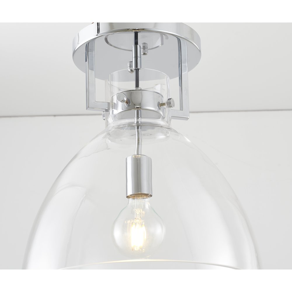 1-Light Chrome Semi Flush Mount With A Clear Glass Shade. Picture 3