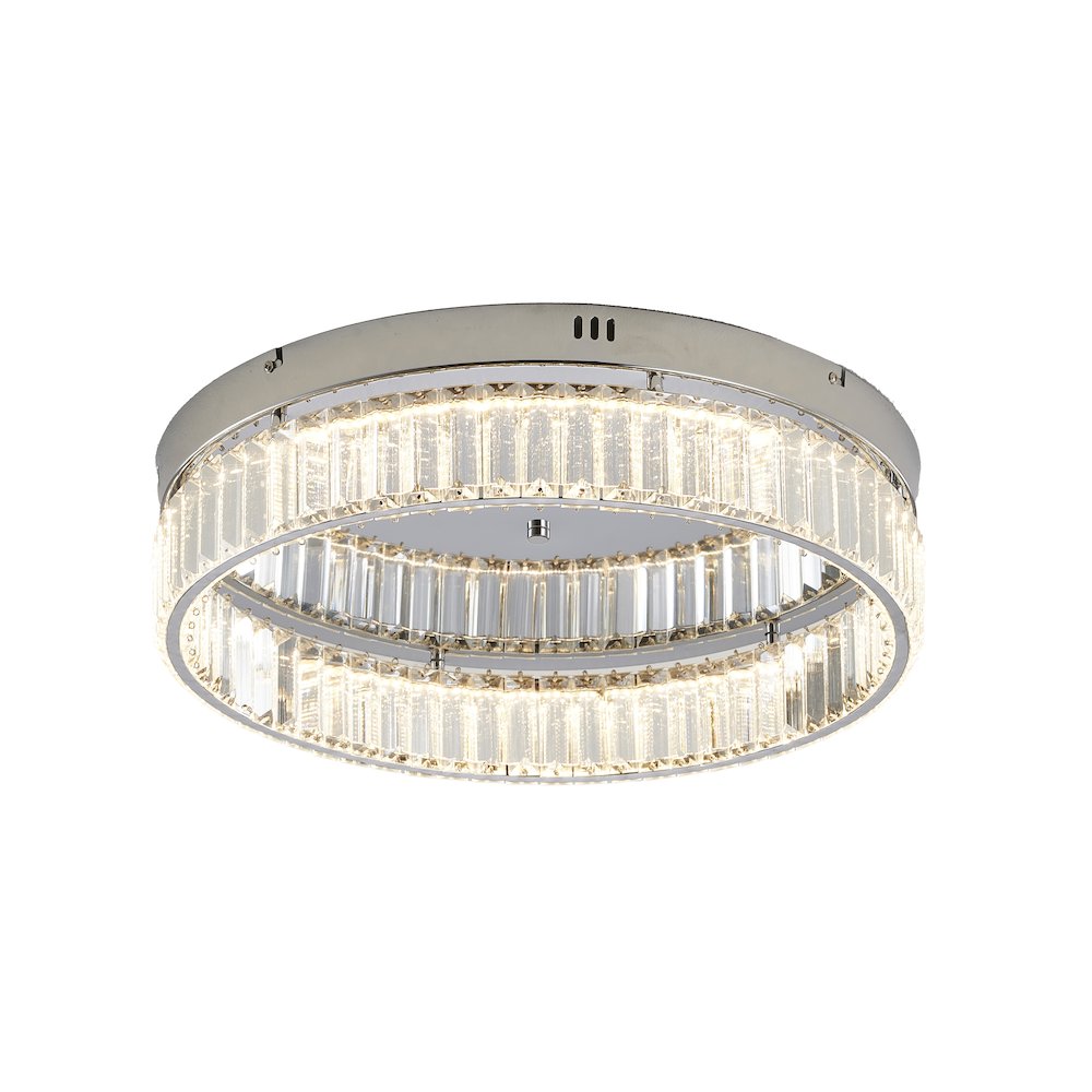 1-Light Chrome Dimmable LED Flush Mount With Clear Crystals. Picture 2