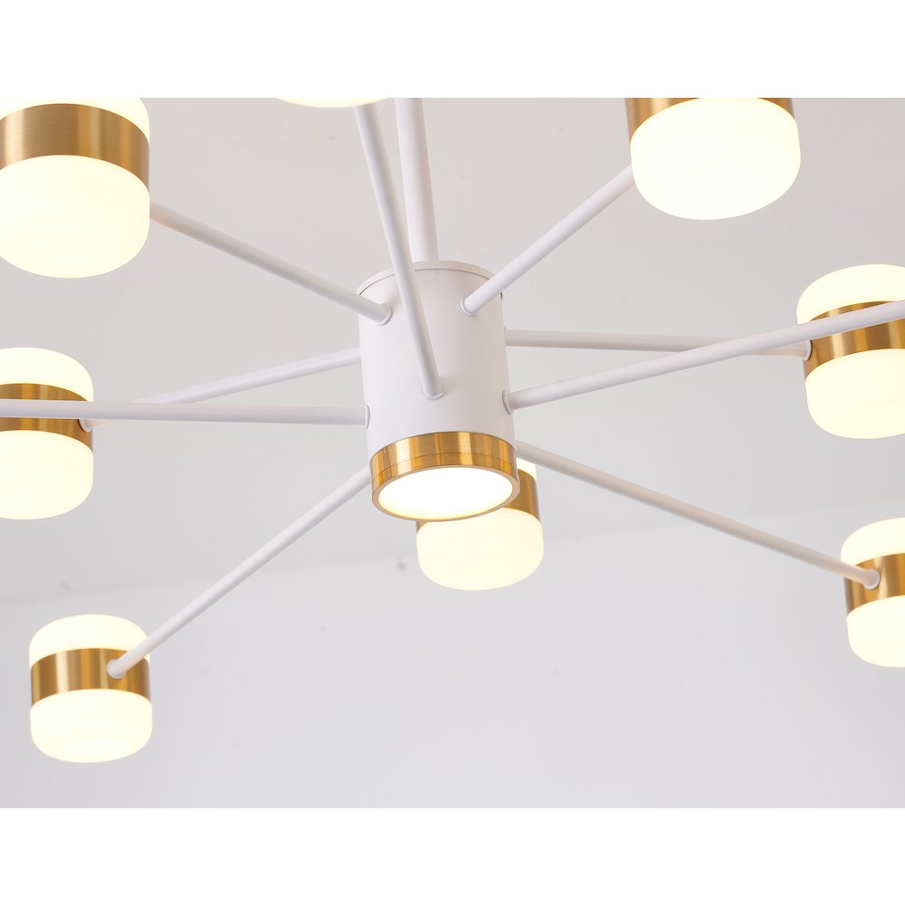 10-Light White LED Chandelier With Gold Accents And White Acrylic Shades. Picture 3
