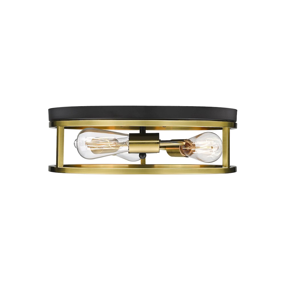 3-Light Black And Gold Metal Flush Mount. Picture 4